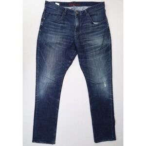 Robert Graham Men's Straight Leg Blue Jeans 38x32 Dark Wash Mid Rise Stretch